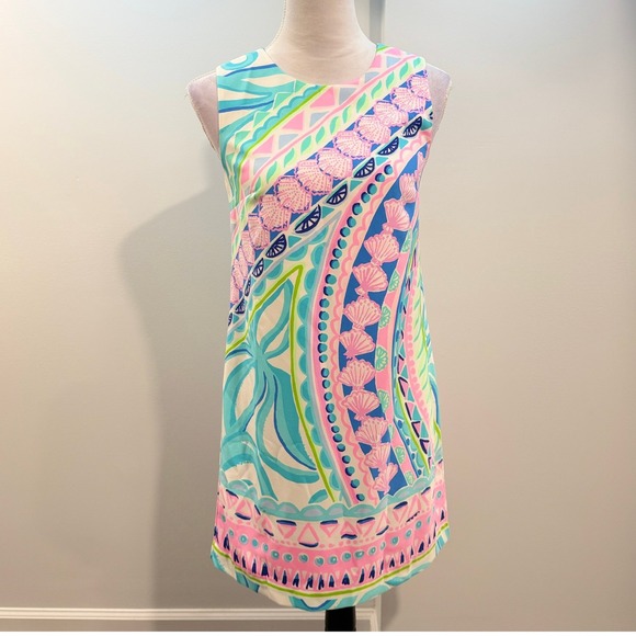 Lilly Pulitzer Dresses & Skirts - Lilly Pulitzer Womens Narissa Stretch Shift Dress Coco Island Pink Blue Size 0